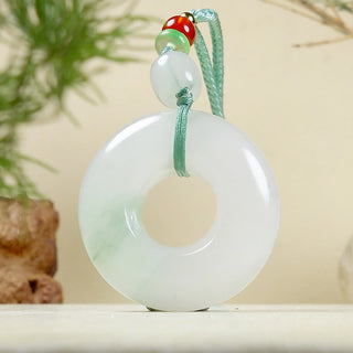 Buddha Gift Natural Jade Peace Buckle Prosperity Necklace Pendant