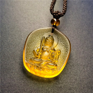 Buddha Gift Chinese Zodiac Natal Buddha Blessing Liuli Crystal Compassion Necklace Pendant