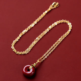 Buddha Gift Cinnabar Peace Buckle Calm Blessing Necklace Pendant