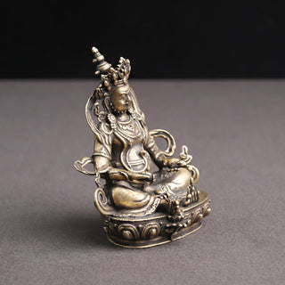 Buddha Gift Yellow Jambhala Bodhisattva Figurine Serenity Copper Statue Decoration