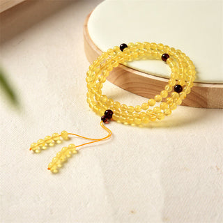 Buddha Gift 108 Mala Beads Natural Amber Clear Anxiety Bracelet