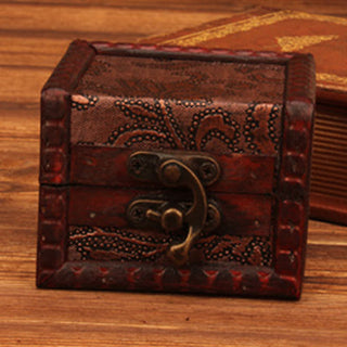 Buddha Gift Retro Small Square Wood Jewelry Box Lotus Grass Flower Grape Copper Coin Daffodil Jewelry Storage Box