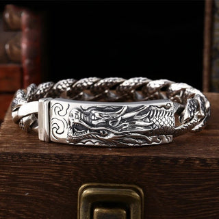 Buddha Gift Retro Dragon Scale Pattern Engraved Protection Bracelet