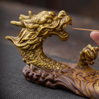 Buddha Gift Dragon Protection Ceramic Stick Incense Burner Decoration