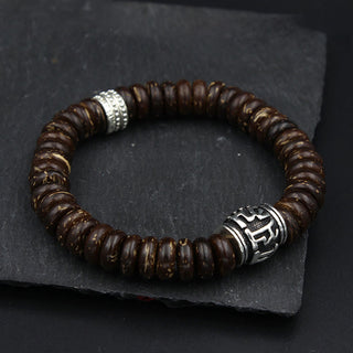 Buddha Gift Natural Tibetan Coconut Shell Om Mani Padme Hum Positive Bracelet