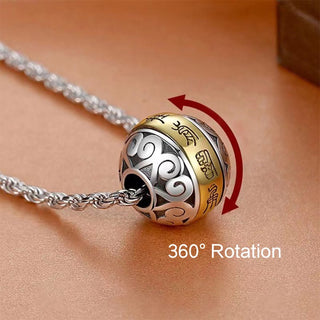 Buddha Gift Taoist Nine-Character Mantra Engraved Amulet Balance Necklace Rotatable Pendant