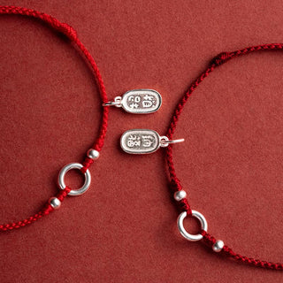 Buddha Gift 925 Sterling Silver Lucky Fortune Peace Joy Lotus Peace Buckle Red String Bracelet