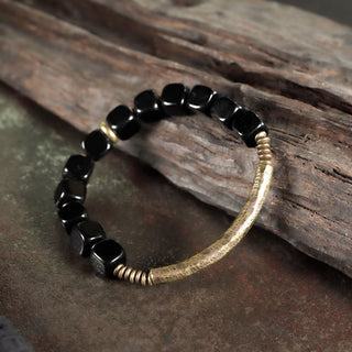 Buddha Gift Black Obsidian Crystal Copper Strength Couple Bracelet