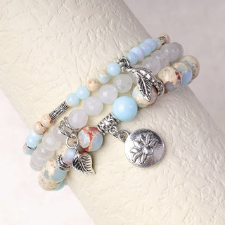 Buddha Gift 3PCS Natural Quartz Crystal Beaded Healing Energy Lotus Bracelet