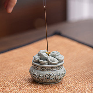 Buddha Gift Chinese Character Fu Ingots Healing Incense Burner Desk Decoration