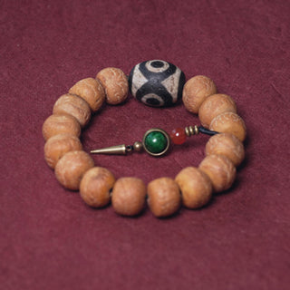 Buddha Gift Tibet Bodhi Seed Dzi Bead Peace Charm Wrist Mala Bracelet