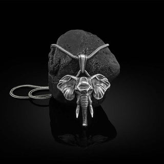 Buddha Gift Elephant Pewter Titanium Steel Strength Necklace Pendant