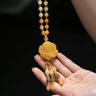 Buddha Gift Tibetan Golden Silk Jade Wealth Pendant Necklace