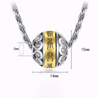 Buddha Gift Taoist Nine-Character Mantra Engraved Amulet Balance Necklace Rotatable Pendant
