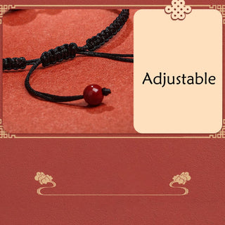 Buddha Gift Natural Cinnabar Peace Buckle Blessing String Bracelet