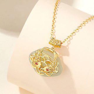 Buddha Gift 925 Sterling Silver Natural Hetian Jade Koi Fish Wealth Necklace Pendant