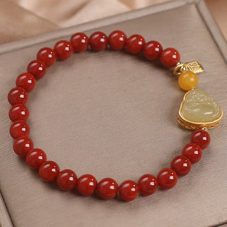 Buddha Gift Laughing Buddha Red Agate Jade Confidence Bracelet