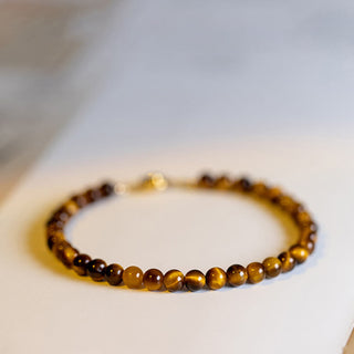 Buddha Gift 14K Gold Plated Natural Tiger Eye Stone Courage Protection Bracelet