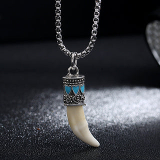 Buddha Gift Imitation Wolf Tooth Titanium Steel Balance Necklace Pendant