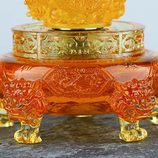 Buddha Gift Feng Shui Auspicious Dragon Handmade Liuli Crystal Rotatable Art Piece Luck Home Office Decoration