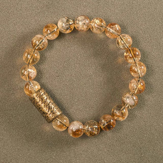 Buddha Gift Natural Citrine Crystal Brass Bead Protection Bracelet