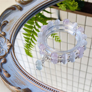 Buddha Gift 925 Sterling Silver Natural Amethyst Cat's Eye Spiritual Awareness Star Bracelet