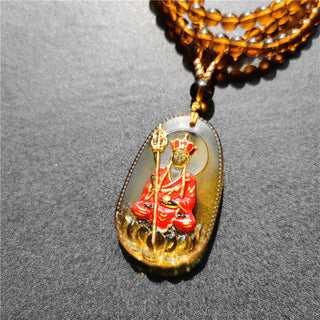 Buddha Gift Ksitigarbha Buddha Liuli Crystal Compassion Amulet Necklace Pendant