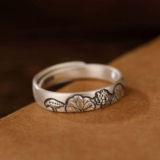 Buddha Gift 999 Sterling Silver Lotus Peony Flower Enlightenment Ring