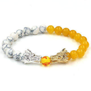 Buddha Gift White Turquoise Lava Rock Dragon Blessing Beaded Bracelet