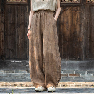 Buddha Gift Ramie Cotton Linen Pants Tie-dye Design Trousers Loose Zen Yoga Women's Pants with Pockets