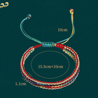 Buddha Gift Tibet Handmade Rainbow Multicolored Protection Braided String Bracelet