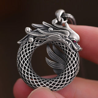 Buddha Gift 999 Sterling Silver Year Of The Dragon Auspicious Peace Buckle Carved Success Necklace Pendant