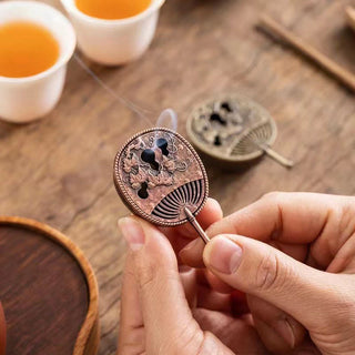 Buddha Gift Small Mini Gourd Fan Pipa Copper Alloy Incense Burner Decoration With Incense