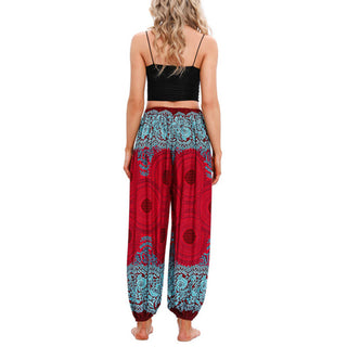 Buddha Gift Loose Circle-shaped Flowers Pattern Harem Trousers Women's Yoga Pants