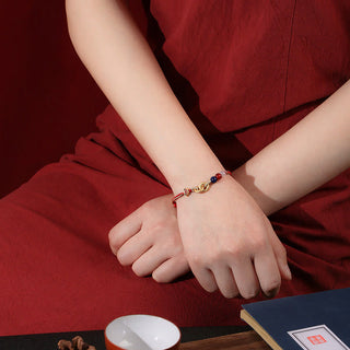 Buddha Gift 925 Sterling Silver Double Peace Buckle Lotus Auspicious Bracelet