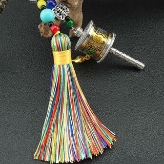 Buddha Gift Tibet Om Mani Padme Hum Prayer Wheel Tassel Bag Car Hanging Decoration