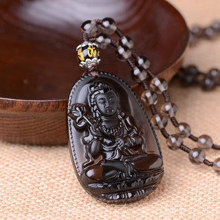 Buddha Gift Chinese Zodiac Obsidian Protection Necklace
