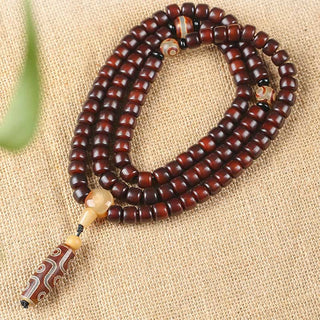 Buddha Gift 108 Mala Beads Three-eyed Dzi Bead Nine-eye Dzi Bead Jade Luck Bracelet