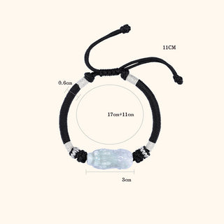 Buddha Gift Handmade Natural Jade PiXiu Luck Prosperity Braided String Bracelet