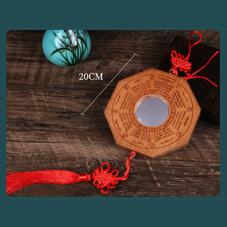 Buddha Gift Feng Shui Bagua Map Peach Wood Five-Emperor Coins Chinese Knotting Balance Energy Map Mirror