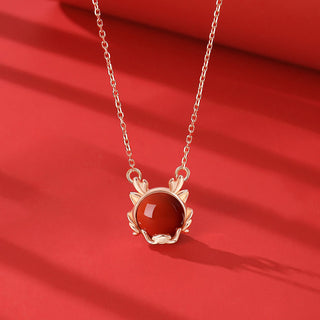 ❗❗❗A Flash Sale- Buddha Gift 925 Sterling Silver Year of the Dragon Cinnabar Red Agate Dragon Protection Bracelet Necklace Pendant Earrings Ring