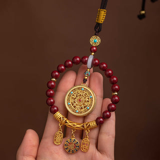 Buddha Gift Natural Cinnabar Wish Ruyi Peace Blessing Car Hanging Decoration