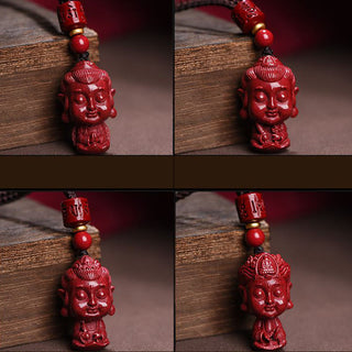 Buddha Gift Chinese Zodiac Natal Buddha Natural Cinnabar Amulet Keep Away Evil Spirits Necklace Pendant