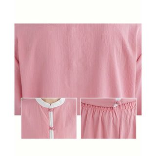 Buddha Gift 2Pcs Vintage Long Sleeve Shirt Top Pants Meditation Zen Tai Chi Cotton Linen Clothing Women's Set