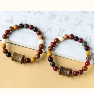 Buddha Gift Tibet Multicolored Sandalwood Om Mani Padme Hum Protection Bracelet