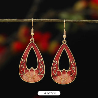 Buddha Gift Lotus Butterfly Flower Alloy Copper Enlightenment Drop Earrings