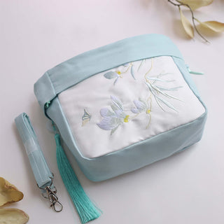 Buddha Gift Suzhou Embroidery Lotus Epiphyllum Magnolia Cotton Linen Tote Crossbody Bag Shoulder Bag Handbag