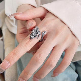 Buddha Gift Vintage 925 Sterling Silver Year Of The Dragon Design Luck Metal Ring