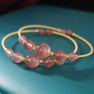 Buddha Gift Natural Strawberry Quartz Love Healing Bracelet Bangle