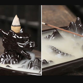 Buddha Gift Dragon Mountain Strength Ceramic Incense Burner Decoration